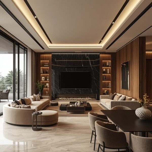 Lucid origin Ultra photorealistic luxury reception inside a modern 250 sqm apartment located 0 600x600